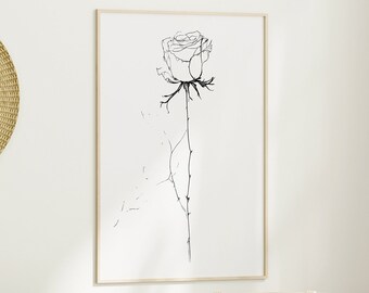 Impresión digital de rosas, arte de pared de rosas, cartel floral, cartel de obras de arte florales, arte de pared digital, decoración de pared de flores, impresión botánica