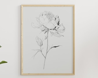 Peony Digital Print, Peony Wall Art, Floral Poster, Floral Artwork Poster, Digital Wall Art, Flower Wall Decor, Botanical Print