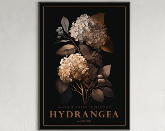 Hydrangea Antique Decor, Hydrangea Digital Print, Floral Poster, Floral Artwork Poster, Botanical Print, Flower Wall Decor, Digital Wall Art