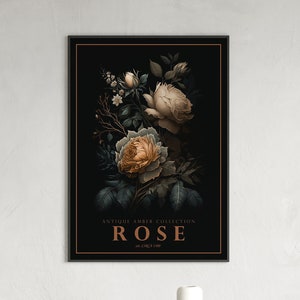 Rose Antique Decor, Rose Digital Print, Floral Poster, Floral Artwork Poster, Botanical Print, Flower Wall Art, Digital Wall Decor