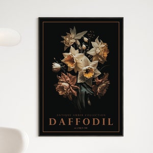 Daffodil Antique Decor, Daffodil Digital Print, Floral Poster, Floral Artwork Poster, Botanical Print, Flower Wall Decor, Digital Wall Art