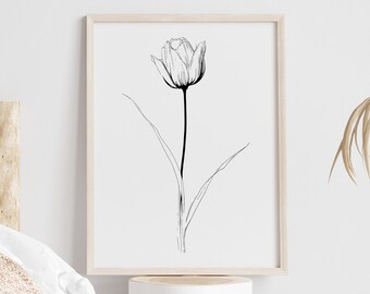 Tulip Wall Art, Tulip Digital Print, Botanical Print, Digital Wall Art, Floral Poster, Floral Artwork Poster, Flower Wall Decor