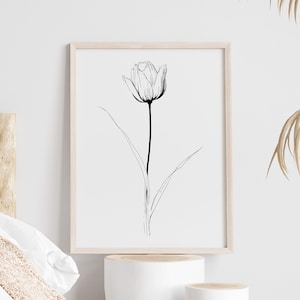 Tulip Wall Art, Tulip Digital Print, Botanical Print, Digital Wall Art, Floral Poster, Floral Artwork Poster, Flower Wall Decor