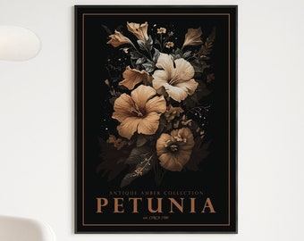 Petunia Antique Decor, Petunia Digital Print, Floral Poster, Floral Artwork Poster, Botanical Print, Flower Wall Decor, Digital Wall Art