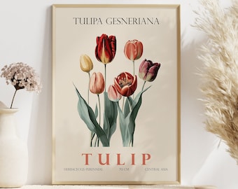 Tulip Digital Print, Tulip Wall Decor, Floral Poster, Floral Artwork Poster, Digital Wall Art, Flower Wall Decor, Botanical Print