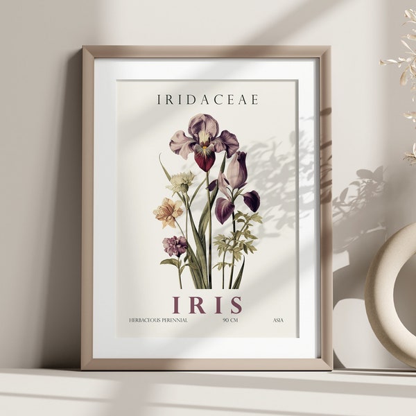 Iris Wall Decor, Iris Digital Print, Floral Poster, Floral Artwork Poster, Botanical Print, Flower Wall Decor, Digital Wall Art