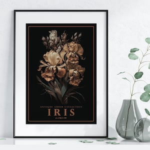 Iris Antique Decor, Iris Digital Print, Floral Poster, Floral Artwork Poster, Botanical Print, Flower Wall Decor, Digital Wall Art