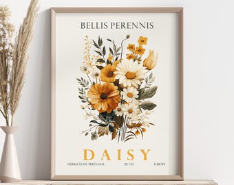Daisy Wall Decor, Daisy Digital Print, Floral Poster, Floral Artwork Poster, Botanical Print, Flower Wall Decor, Digital Wall Art