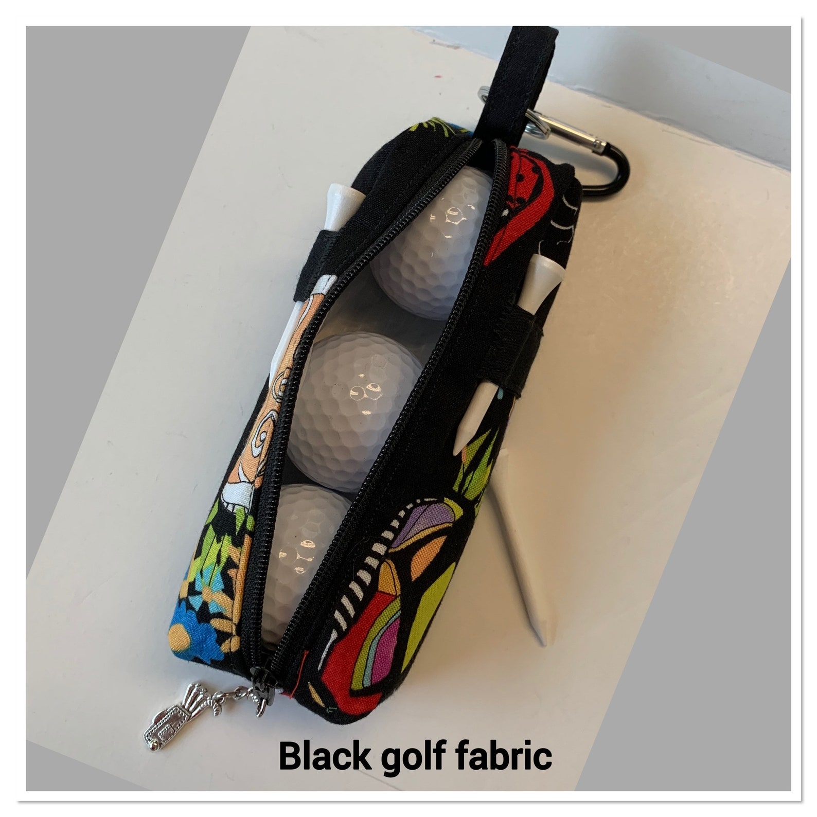 Golf ball and tee caddy with zipper golf bag for belt loop Etsy