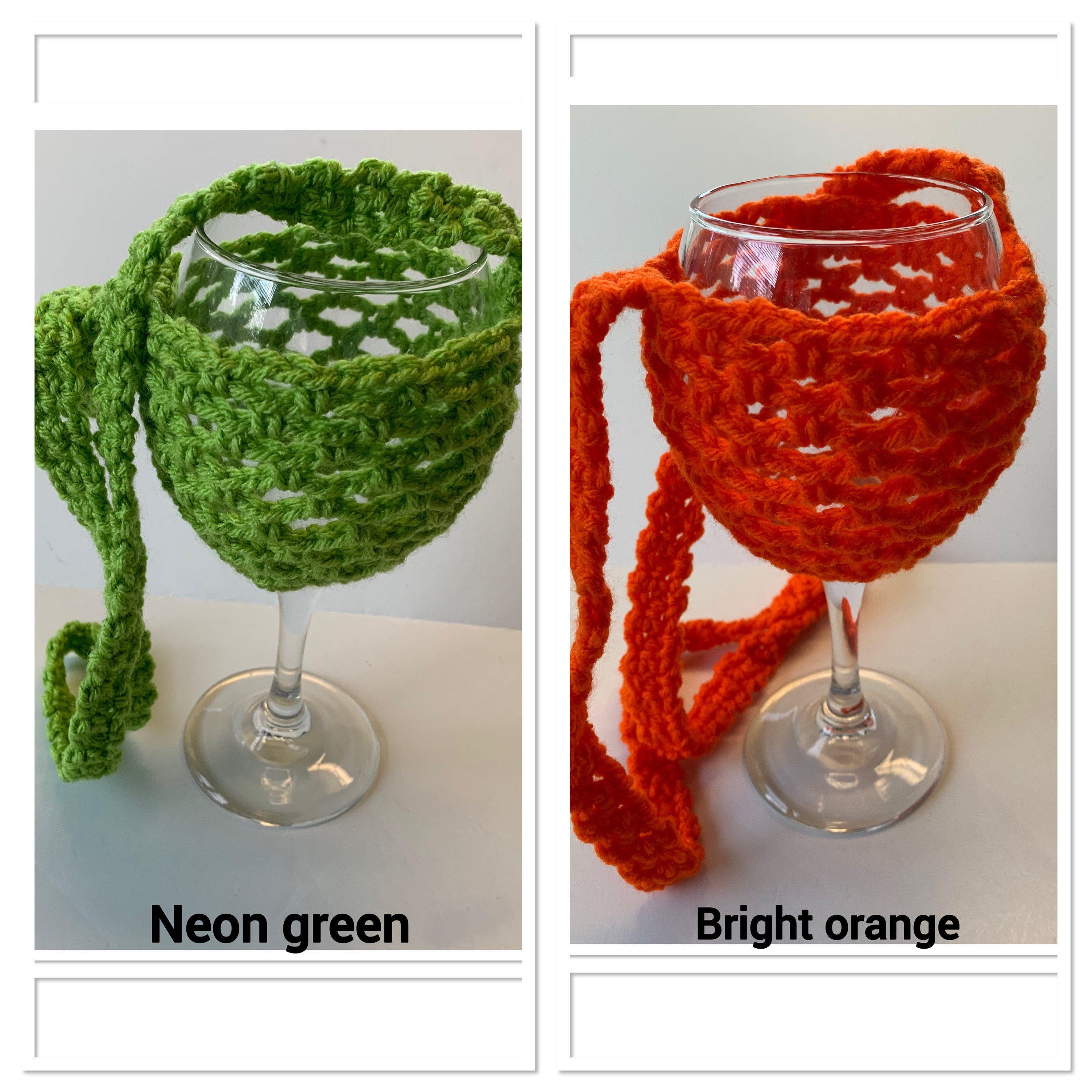Crochet Wine Glass Holder, Crochet Glass Holder, Wine Glass Necklace Holder,  Glass Cup Holder, Wine Holder With Neck Strap, Crochet Holder 