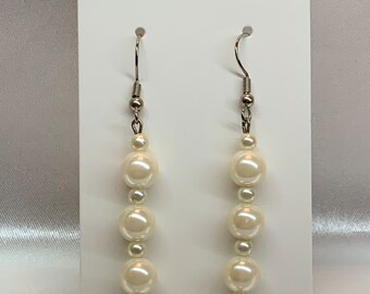 pearl dangle earrings handmade and stylish sterling silver earwires nickel free
