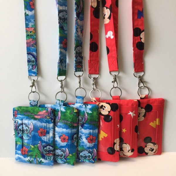 photo ID zipper bag lanyards, great for shopping, vacation, mini wallet lanyard for valuables, cruise lanyard,cartoon characters