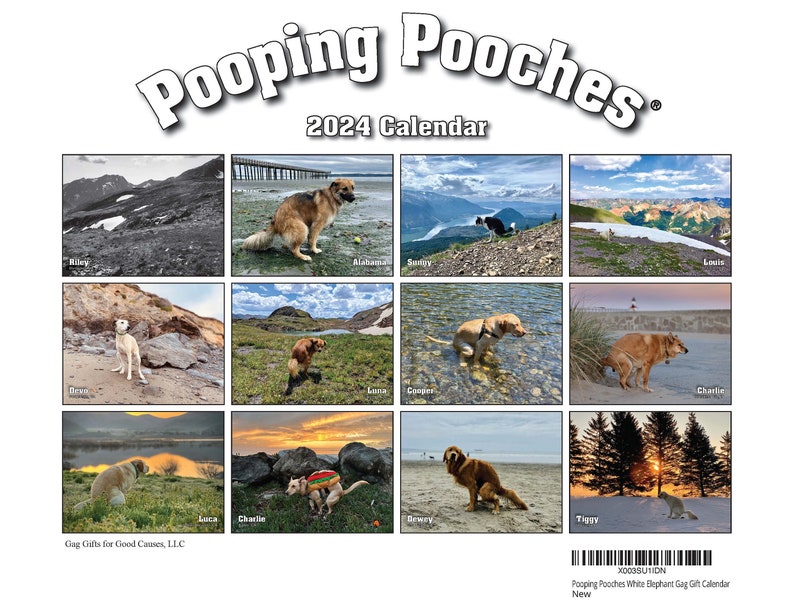 2024 Pooping Pooches Dog Calendar, White Elephant Gag Gift Exchange or Yankee Swap image 7