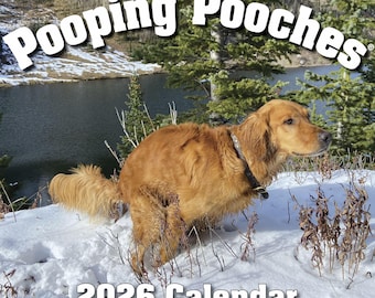 Calendario de perros "Pooping Pooches" 2026, ideal para intercambios de regalos de broma o juegos de intercambio.