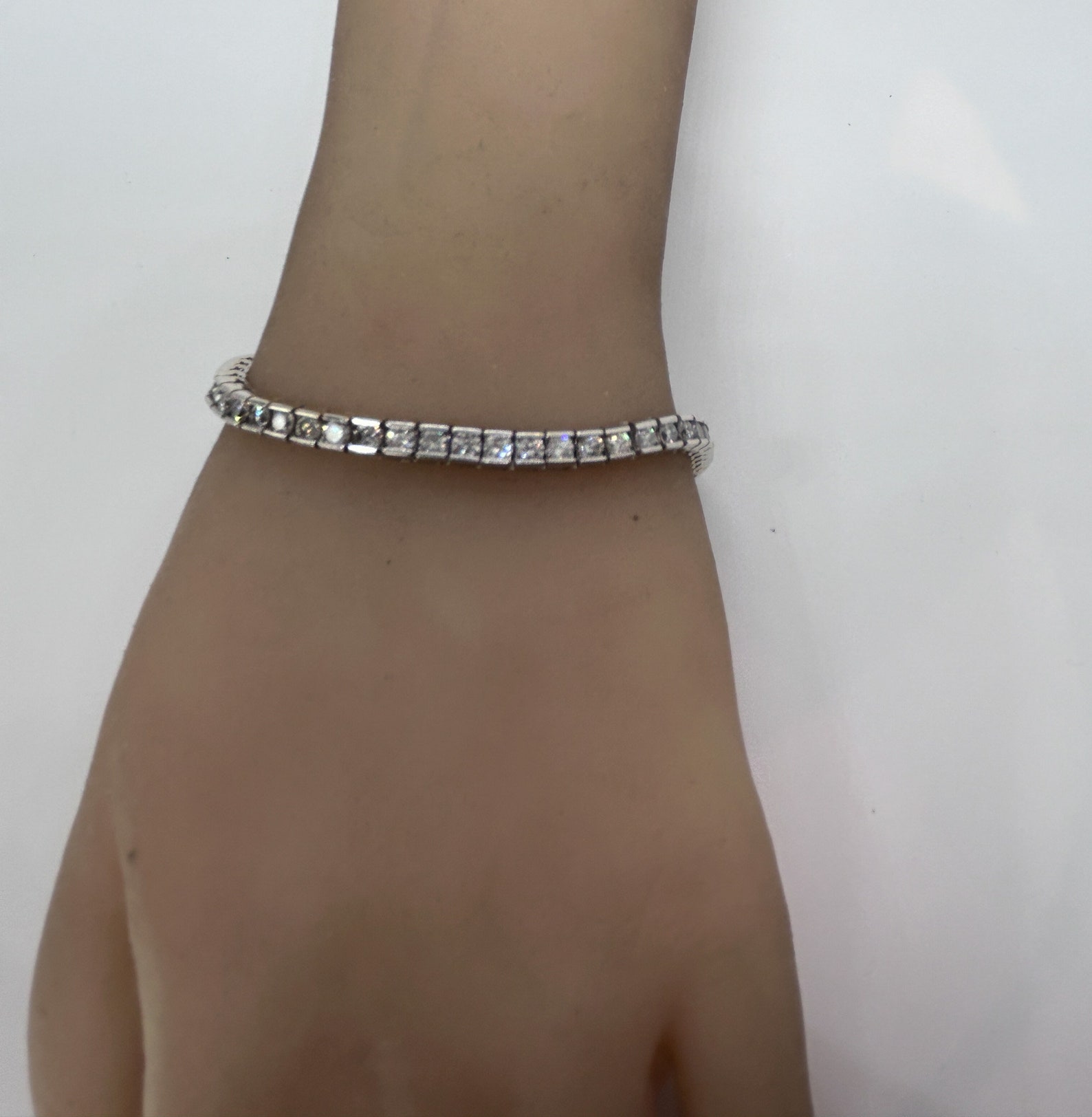 Diamond Tennis Inline Bracelet 5.8 Carats 14k White Gold - Etsy