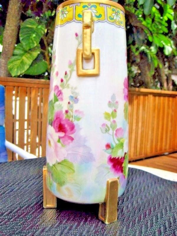 Vintage Nippon Hand Painted Vase With Gold Leaf - Etsy