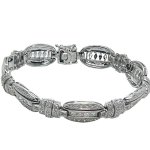 Diamond Bracelet 18k White Gold Square & Brilliant Cut