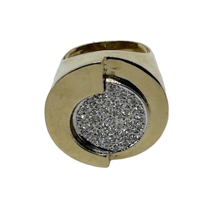 Diamond Modernist Ring 14k Yellow Gold Size 7.5