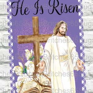 He Is Risen, Easter Themed Sign, Easter Sign, Easter Decor, Easter Theme, Religious Sign, Religious Decor, Religious Theme, Easter Wreath