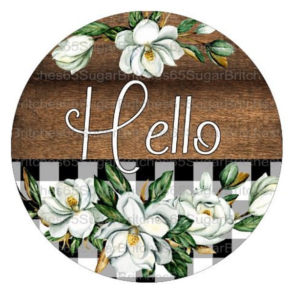 Welcome Wreath Sign, Magnolia Sign, Magnolia Decor, Summer Door Hanger, Spring Welcome Sign, Summer Welcome Sign, Hello Sign