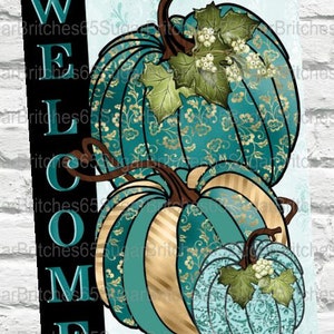 Fall Pumpkin Wreath Sign, Teal Pumpkin Sign, Teal Fall Decor, Fall Wreath Sign, Fall Decor, Fall Wreath