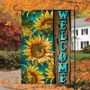 Sunflower Welcome Flag, Fall Garden Flag, Fall Yard Decor, Garden Flag, Floral Decor, Sunflower Decor, Welcome Flag, All Season Garden Flag