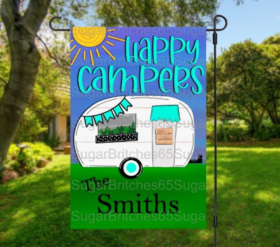 Happy Campers Garden Flag Camping Flag Camping Decor Etsy