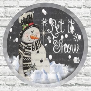 Christmas Wreath Sign, Christmas Wreath, Christmas Decor, Snowman Wreath Sign, Snowman Wreath, Snowman Decor, Let it Snow Sign