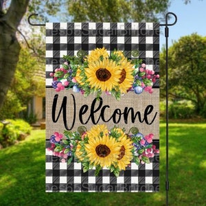 Sunflower Welcome Flag, Spring Garden Flag, Spring Decor, Garden Flag, Floral Decor, Sunflower Decor, Welcome Flag, Summer Garden Flag