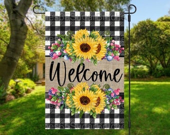 Furiaz Welcome Spring Summer Garden Flag Daffodil Flower Butterfly Outside House Decoration Farmhouse Welcome Burlap Decor Double Sided 12 x 18 Blue Bird Home Yard Lawn Decorative Outdoor Small Flag 