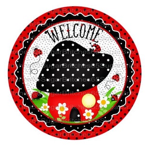 Welcome Ladybug Sign, Ladybug Sign, Ladybug Decor, Ladybug Theme, Welcome Sign For Front Door, Ladybug Wreath, Ladybug Wreath Sign