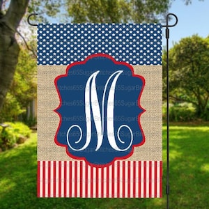 Patriotic Garden Flag, Monogram Garden Flag, Patriotic Decor, Garden Flag Monogram, Memorial Day Garden Flag, Monogram Decor, July 4th Flag