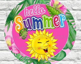 Hello Summer Wreath Sign, Summer Wreath Sign, Summer Decor, Sun Summer Sign, Floral Wreath Sign, Beach Sign, Beach Decor, Tropical Sign