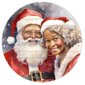 African American Santa Sign, Christmas Sign, Christmas Decor, Santa Wreath Sign, Santa Wreath, Santa Decor, Mr and Mrs Claus