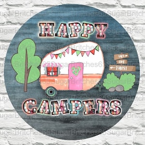 Happy Campers Wreath Sign, Summer Wreath Sign, Summer Decor, Camping Decor, Trailer Decor, Camping Trailer Sign, Camping Themed Sign