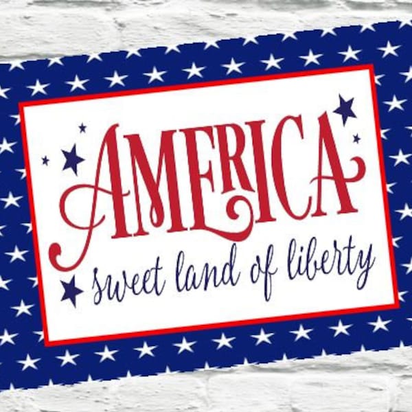 Patriotic Wreath Sign, Patriotic Wreath Attachment, Patriotic Sign, America Wreath Sign, Red White and Blue Sign, Sweet Land of Liberty Sign