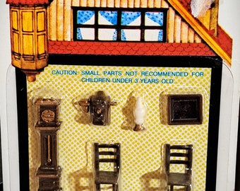 1:48" Miniature Dollhouse 9-Piece Plastic Furniture Set - Early American Style