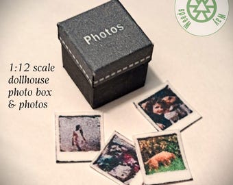 1:12 Dollhouse Photo Storage Box with Photos-Handmade-OOAK
