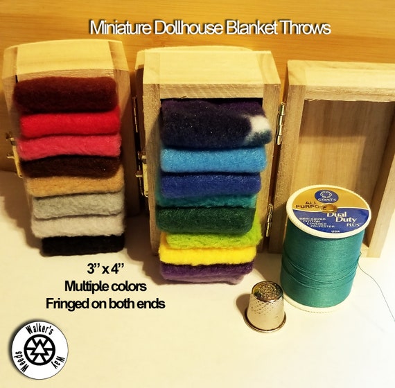Miniature Throw Blankets-Multiple Dollhouse Scales-Multiple Colors-Created from Upcycled Materials