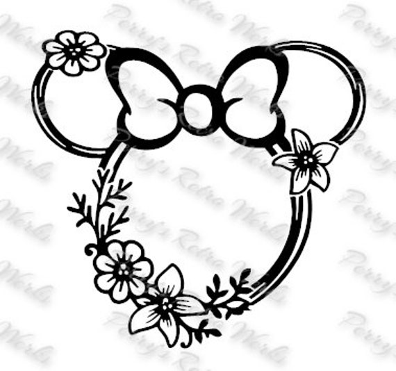 Minnie Mouse Ears With Flowers SVG Decal Digital | Etsy