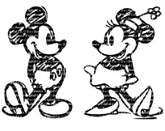 Mickey and Minnie Drawing SVG | Cartoon Clipart for Cricut & Silhouette Projects