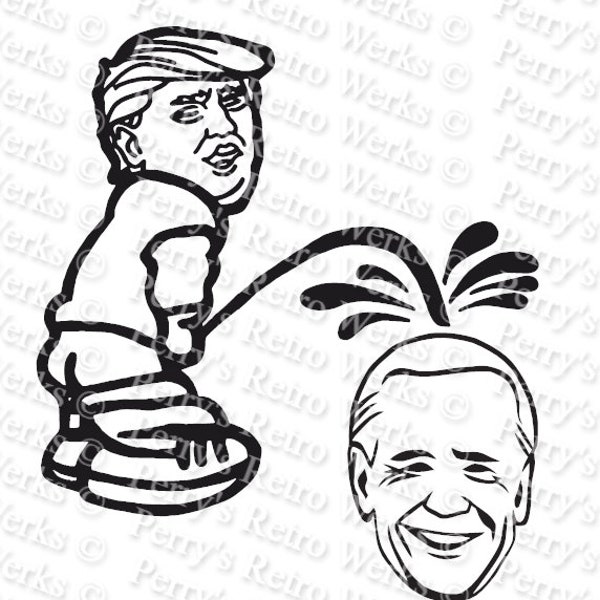 Trump peeing on Biden SVG - File- Decal- Sticker