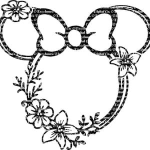 Minnie Mouse Ears with flowers SVG | Cartoon Clipart for Cricut & Silhouette Projects
