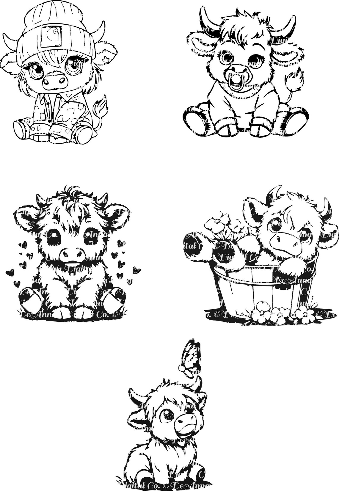Baby Cow SVG Clipart Bundle – Adorable Farm Animal Illustrations for ...