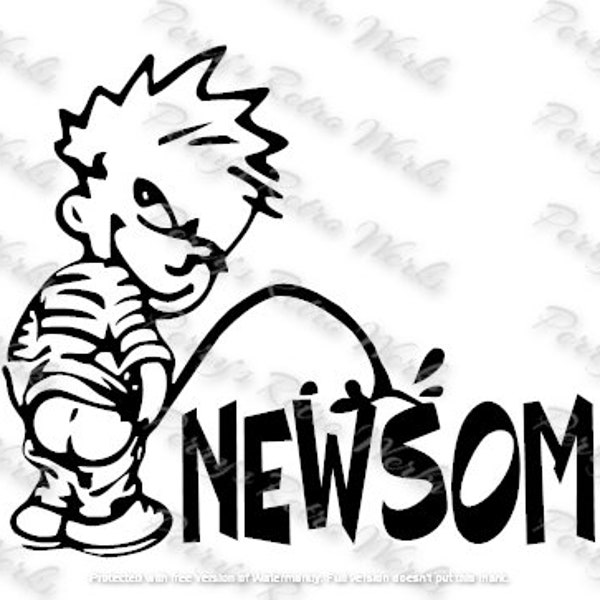 Piss auf Newsom SVG - Calvin Peeing - Newsom - Gouverneur