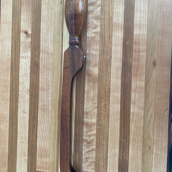 Koa Bread saw, Bread knife, Hawaiian curly Koa bread saw, stainlessl blade , Like the picture, bagel knife