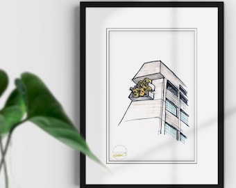 Rogers Centre Stadium Ink Sketch Limited Edition Fine Art Print - Ballpark Art Print - Toronto Blue Jays Baseball
