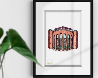 Impresión artística de edición limitada con boceto a tinta del Busch Stadium - Impresión artística del estadio de béisbol - Cardenales de San Luis - Regalo deportivo para el Día del Padre - Envío gratis