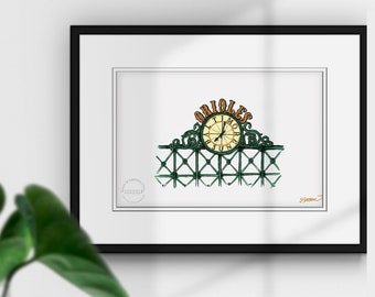 Camden Yards Ink Sketch Limited Edition Fine Art Print - Ballpark Art Print - Baltimore Orioles Baseball-Sport Vaderdagcadeau