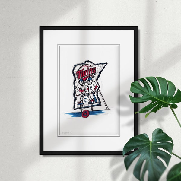 Target Field Ink Sketch Limited Edition Fine Art Print - Ballpark Art Print - Minnesota Twins - Minnie and Paul